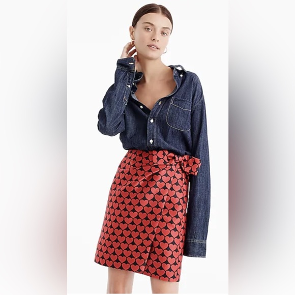 J. Crew Dresses & Skirts - NWT J.Crew Faux Wrap Skirt in Heart Jacquard size 8